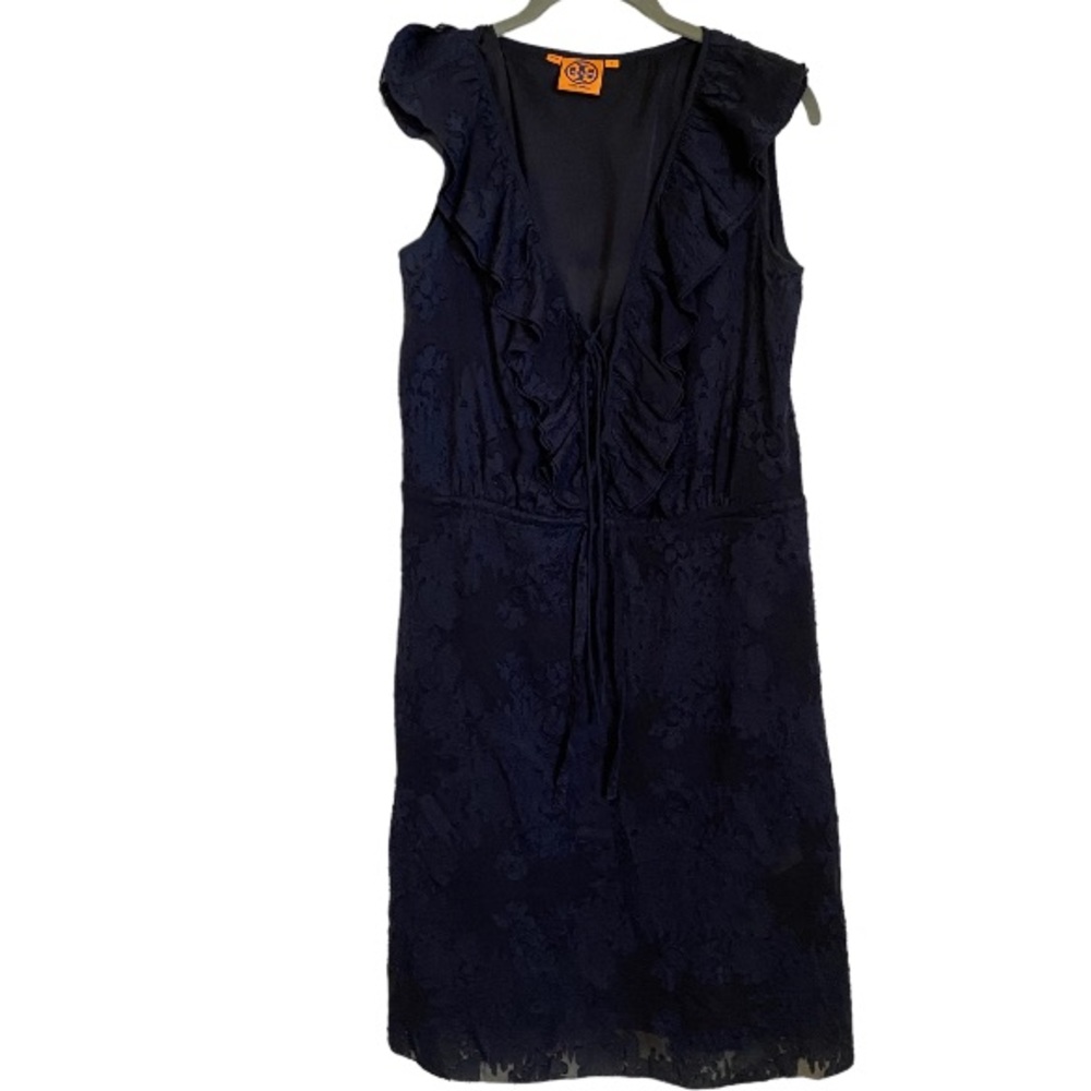 Tory Burch Dark Blue Lace MIDI Dress Size 8